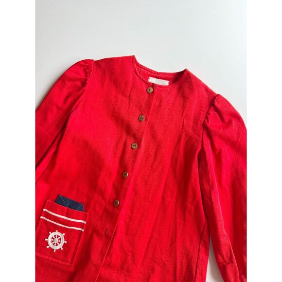 Vintage Girl's BAAL OF CANADA Red Puff Sleeve A-Line Nautical Dress, Size 9-10 - Picture 2 of 11